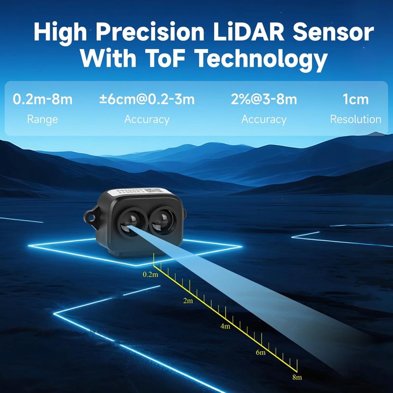 MakerHawk TF-Luna Lidar Sensor 0.2m-8m Range High Precision Single-Point Distance Sensor Compact Lightweight ToF Module with UART I2C Interface for Arduino Raspberry Pi UNO R3 STM32 Pixhawk ESP32 LoRa V3 IoT - Image 2